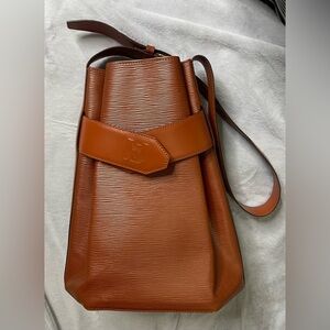 Louis Vuitton Epi Sac D’e paule Leather Shoulder Bag in Cognac Brown GM